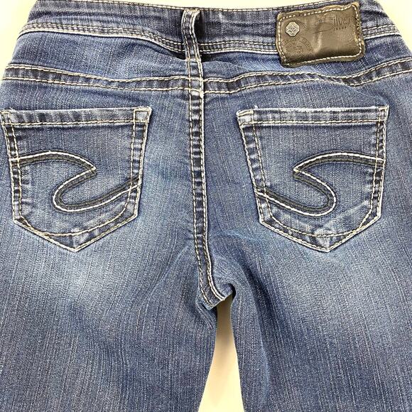 Silver Aiko Capri Jeans Kick Flare Denim Crop Dark Blue 5 Pocket Womens Sz 25 - Picture 4 of 11